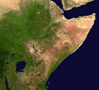 Satellitenaufnahme des Horn von Afrika