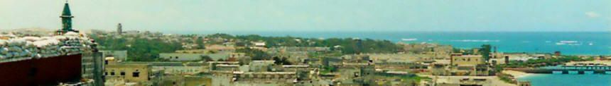 Ruined buildings on the Mogadishu coast.