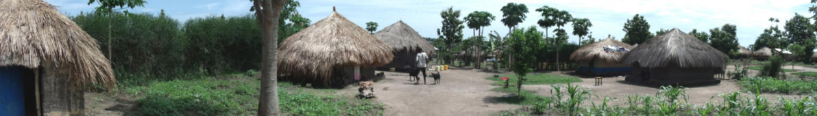 Straw huts in Yei township, South Sudan