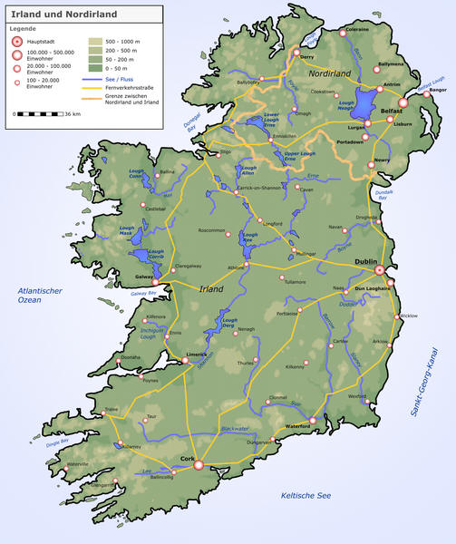 Karte von der Insel Irland