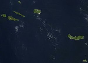 NASA-Satellitenbild der Azoren, ohne die nordwestliche Gruppe