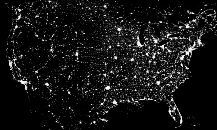 Satellitenfoto der USA bei Nacht